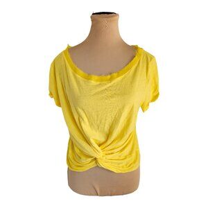Free People Movement NWT Run In The Sun Twist Front T-Shirt Yellow Sz L